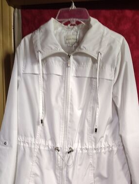 Studio Works White Drawstring Utility Jacket with Zip Front